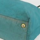 PRADA Tote Bag Nylon Turquoise Blue Gold Auth 155080-9