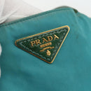 PRADA Tote Bag Nylon Turquoise Blue Gold Auth 155080-17