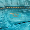 PRADA Tote Bag Nylon Turquoise Blue Gold Auth 155080-18