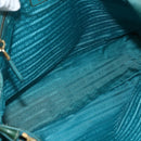 PRADA Tote Bag Nylon Turquoise Blue Gold Auth 155080-11