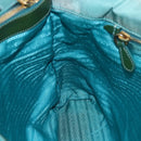 PRADA Tote Bag Nylon Turquoise Blue Gold Auth 155080-20