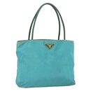 PRADA Tote Bag Nylon Turquoise Blue Gold Auth 155080-1