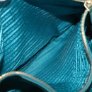PRADA Tote Bag Nylon Turquoise Blue Gold Auth 155080-22