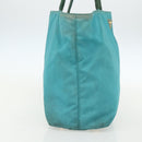 PRADA Tote Bag Nylon Turquoise Blue Gold Auth 155080-3