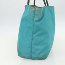 PRADA Tote Bag Nylon Turquoise Blue Gold Auth 155080-4