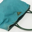 PRADA Tote Bag Nylon Turquoise Blue Gold Auth 155080-6