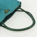 PRADA Tote Bag Nylon Turquoise Blue Gold Auth 155080-7