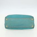 PRADA Tote Bag Nylon Turquoise Blue Gold Auth 155080-5
