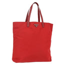 PRADA Tote Bag Nylon Red Silver Auth 155081-1