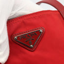 PRADA Tote Bag Nylon Red Silver Auth 155081-17