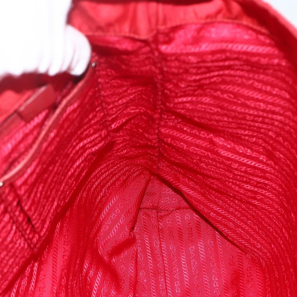 PRADA Tote Bag Nylon Red Silver Auth 155081