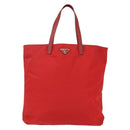 PRADA Tote Bag Nylon Red Silver Auth 155081-13