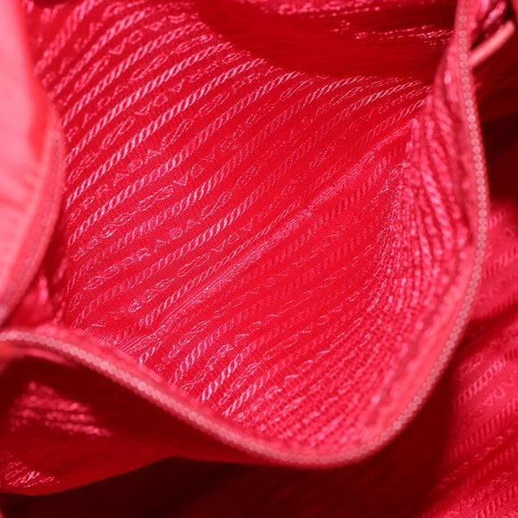 PRADA Tote Bag Nylon Red Silver Auth 155081