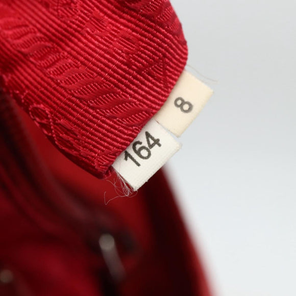 PRADA Tote Bag Nylon Red Silver Auth 155081