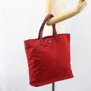 PRADA Tote Bag Nylon Red Silver Auth 155081-22