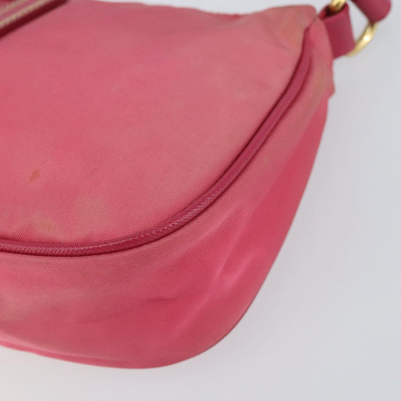 PRADA Shoulder Bag Nylon Leather Pink Gold Auth 155082