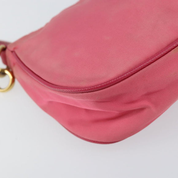 PRADA Shoulder Bag Nylon Leather Pink Gold Auth 155082