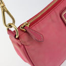 PRADA Shoulder Bag Nylon Leather Pink Gold Auth 155082-10