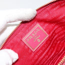 PRADA Shoulder Bag Nylon Leather Pink Gold Auth 155082-18