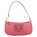 PRADA Shoulder Bag Nylon Leather Pink Gold Auth 155082-13