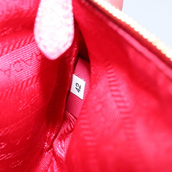 PRADA Shoulder Bag Nylon Leather Pink Gold Auth 155082