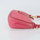 PRADA Shoulder Bag Nylon Leather Pink Gold Auth 155082-3