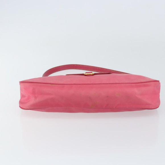PRADA Shoulder Bag Nylon Leather Pink Gold Auth 155082