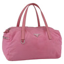 PRADA Hand Bag Nylon Pink Silver Auth 155083-1