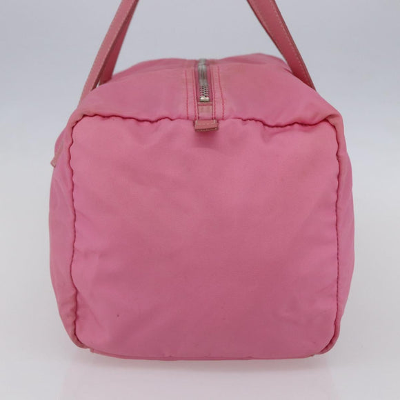 PRADA Hand Bag Nylon Pink Silver Auth 155083