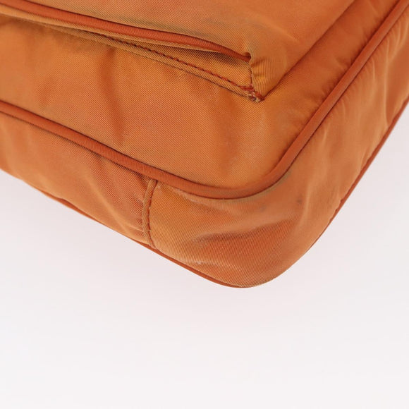 PRADA Shoulder Bag Nylon Leather Orange Gold Auth 155084
