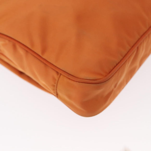 PRADA Shoulder Bag Nylon Leather Orange Gold Auth 155084