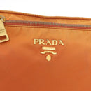 PRADA Shoulder Bag Nylon Leather Orange Gold Auth 155084-18