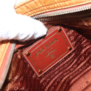 PRADA Shoulder Bag Nylon Leather Orange Gold Auth 155084-20