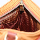 PRADA Shoulder Bag Nylon Leather Orange Gold Auth 155084-21