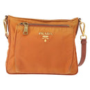 PRADA Shoulder Bag Nylon Leather Orange Gold Auth 155084-13