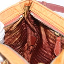 PRADA Shoulder Bag Nylon Leather Orange Gold Auth 155084-22