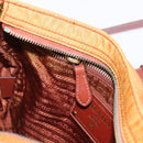 PRADA Shoulder Bag Nylon Leather Orange Gold Auth 155084-23