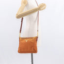 PRADA Shoulder Bag Nylon Leather Orange Gold Auth 155084-25