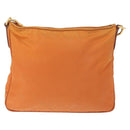 PRADA Shoulder Bag Nylon Leather Orange Gold Auth 155084-2
