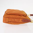 PRADA Shoulder Bag Nylon Leather Orange Gold Auth 155084-3