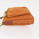 PRADA Shoulder Bag Nylon Leather Orange Gold Auth 155084-4