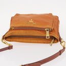 PRADA Shoulder Bag Nylon Leather Orange Gold Auth 155084-6