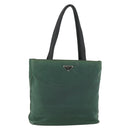 PRADA Tote Bag Nylon Green Silver Auth 155085-1