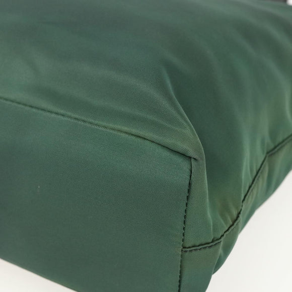 PRADA Tote Bag Nylon Green Silver Auth 155085