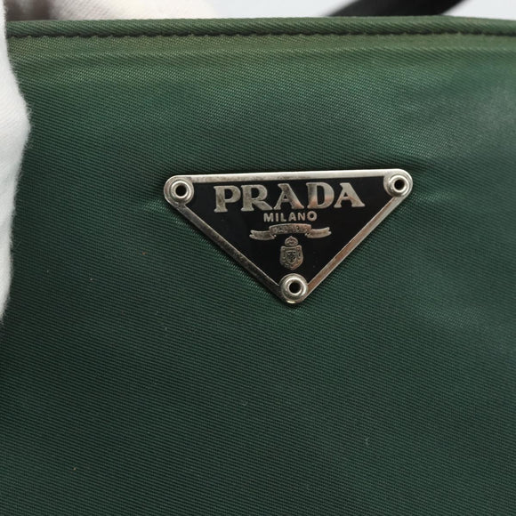 PRADA Tote Bag Nylon Green Silver Auth 155085