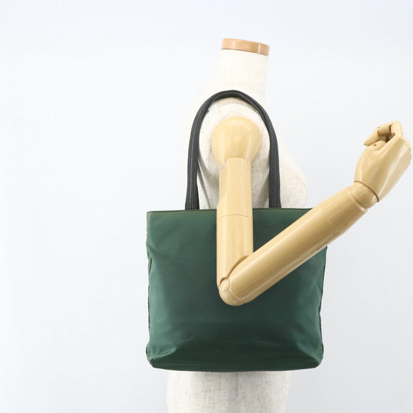 PRADA Tote Bag Nylon Green Silver Auth 155085
