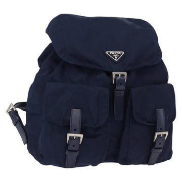 PRADA Backpack Nylon Blue Silver Auth 155086V