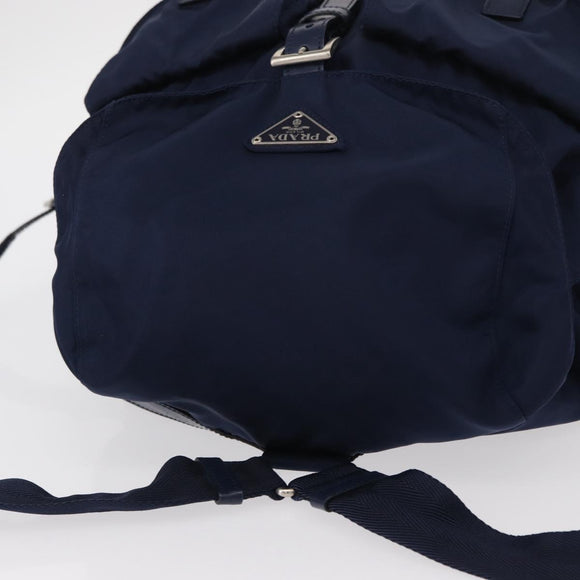 PRADA Backpack Nylon Blue Silver Auth 155086V