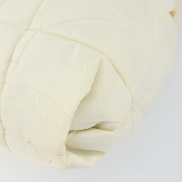 PRADA Shoulder Bag Nylon Enamel Beige Yellow gold Auth 155087