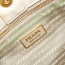 PRADA Shoulder Bag Nylon Enamel Beige Yellow gold Auth 155087-19